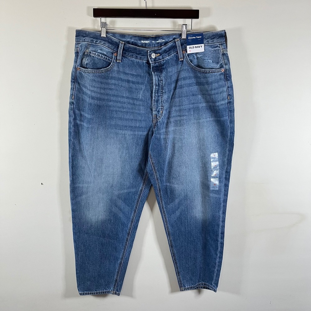 Old Navy High Rise Slouchy Taper Jeans Medium Wash Womens 18 NWT